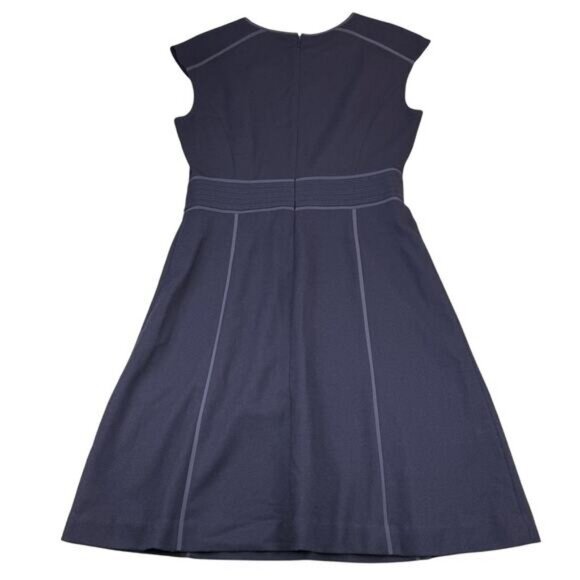 TORY BURCH Wayde Wool Crepe Dress Size 8 Midnight Blue - Picture 5 of 6